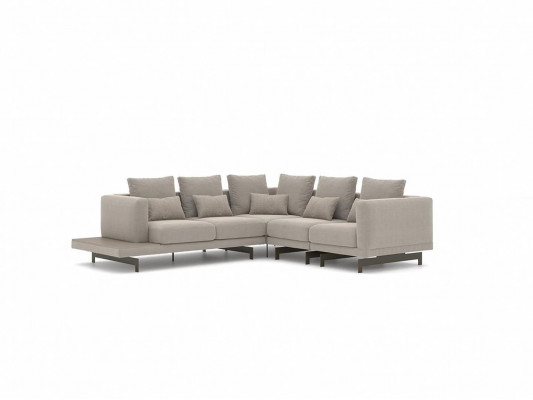 Upholstered Furniture Luxury Corner Sofa L-Shaped Living Room Gray Sofa Couch Coffee Table