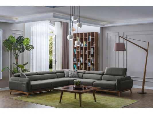 Living Room Leather Sofa Couch L-Shape Upholstered Seat Corner Sofa Set Coffee Table