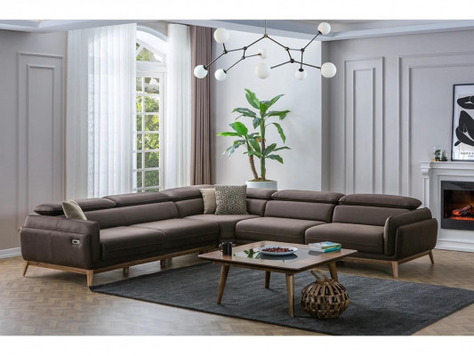 L-shaped sectional luxury coffee table living room set 2-piece suite upholstery seat new