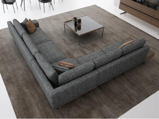 Gray Sofa L-Shape Living Room Set 2 Piece Coffee Table Corner Sofa Luxury Upholstered Furniture