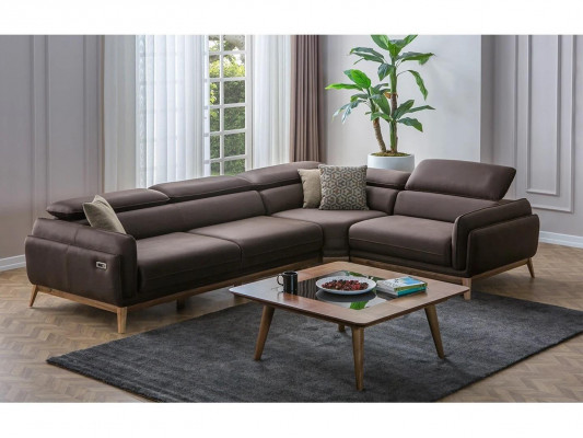 Luxury Complete Living Room Leather Corner Sofa L-Shape Set Furniture Coffee Table