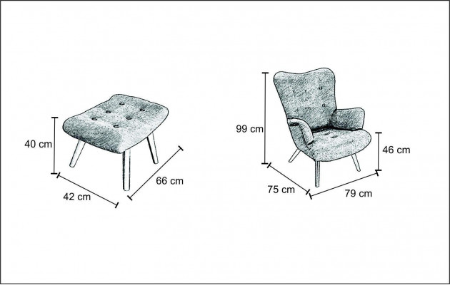Relax textile stool, wingback armchair, club sofa, furniture armchair, designer chair, upholstery