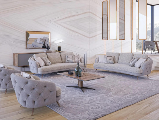 Chesterfield Furniture Sofa Set Living Room Set 5-piece Upholstered Sofas Designer Armchair