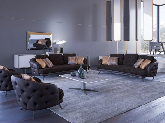 Complete Upholstered Furniture Modern Chesterfield Living Room Three-Seater Sofas