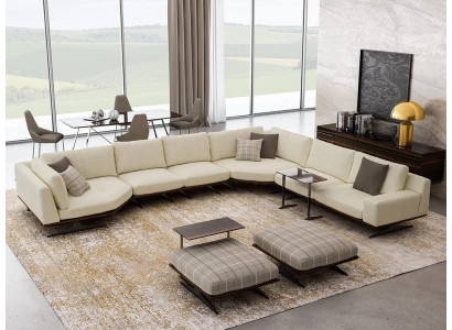 Luxury Complete Corner Sofa L-Shaped Sofas Luxury 2x Side Table 2x Stool Set New