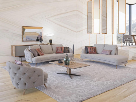 Living room upholstery 4-piece suite Chesterfield three-seater sofas luxury armchair