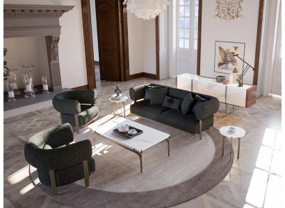 Black sofa set upholstered furniture sofa two-seater 2x armchair luxury living room