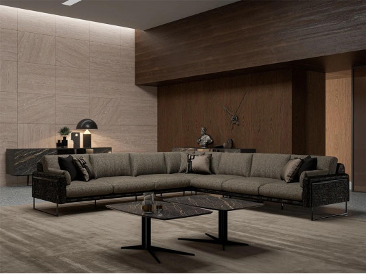 Living room corner sofa design furniture textile upholstery sofas L-shape new coffee table