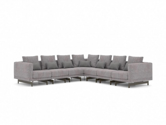 New Complete Furniture Corner Sofa L-Shape Textile Furniture Living Room Wood Coffee Table