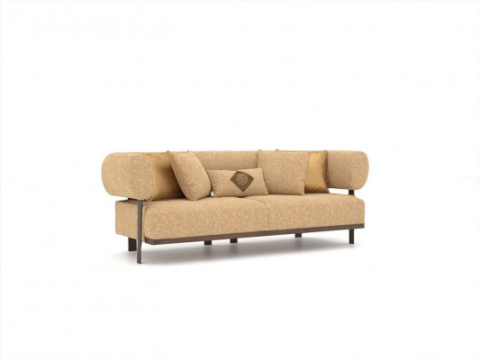 Design Beige Sofa Two-Seater Couch Luxury Furniture Textile Interior Upholstered Furniture