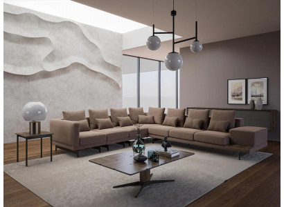 Luxury Designer Complete Sofa Couch L-Shape Furniture Wooden Coffee Table New