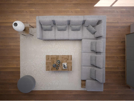 Luxury living room set textile upholstered sofa L-shape wood coffee table with side table