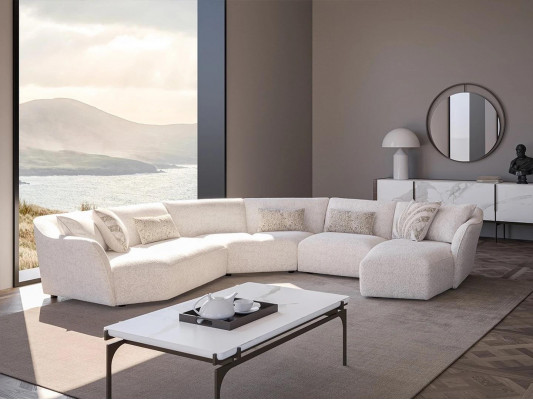 Luxury living room corner sofa U-shape set ensemble coffee table new furniture