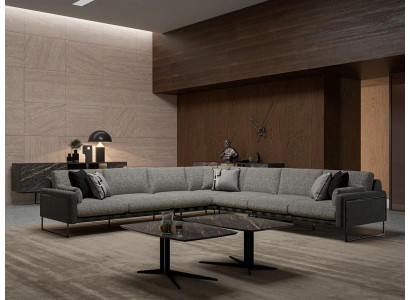 Luxury corner sofa set textile sofa L-shape grey couch design new coffee table