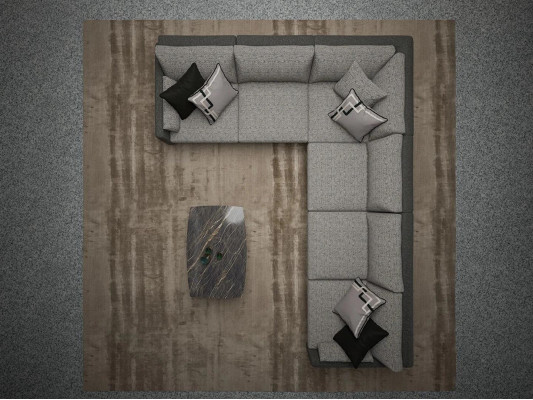Luxury corner sofa set textile sofa L-shape grey couch design new coffee table