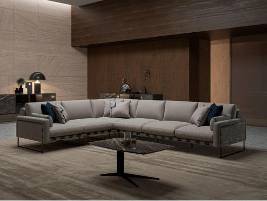 Complete L-shaped corner sofa living room coffee table set 2-piece modern furnishing