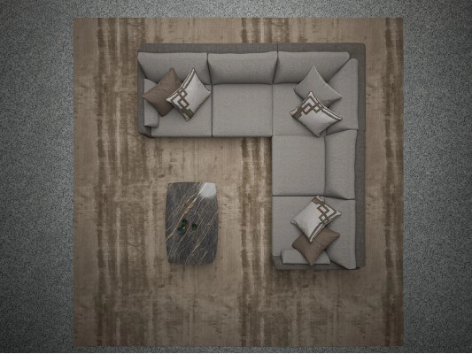 Gray ensemble living room sofa couch corner sofa L-shape furniture coffee table