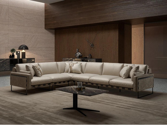 L-shaped corner sofa couch living room luxury upholstery seating suite coffee table new