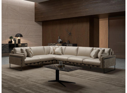 L-shaped corner sofa couch living room luxury upholstery seating suite coffee table new