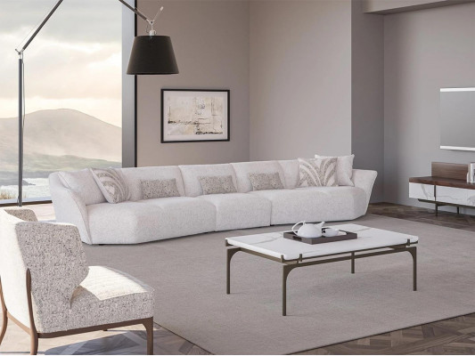 Luxury Set 2-piece Living Room Sofa Five-Seater Fabric Sofa Furniture Coffee Table