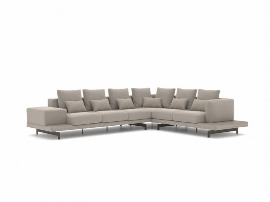 Upholstered Furniture Grey Sofa Couch L-Shaped Design Corner Sofa New Living Room Coffee Table