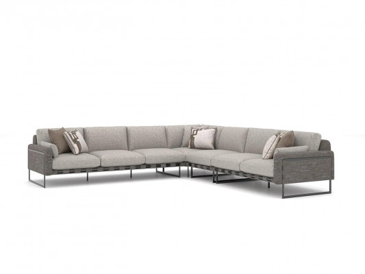 Modern upholstered sofa L-shape textile living room furniture luxury design seating