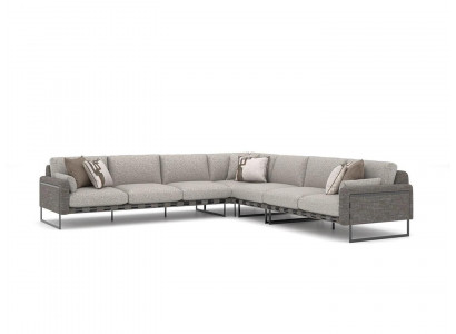 Modern upholstered sofa L-shape textile living room furniture luxury design seating