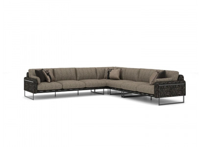 Brown Large Sofa Living Room Corner Sofa L-Shaped Couch Luxury Set New