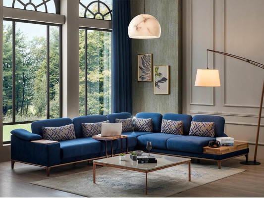 Corner sofa L-shape sofa couch design living room upholstery textile modern corner set