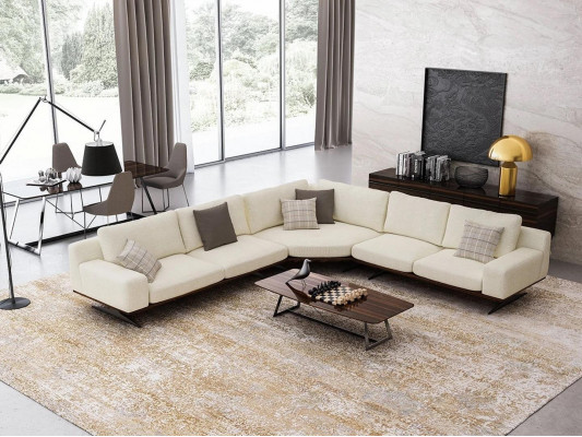 Design corner sofa L-shape textile living room coffee table luxury upholstered furniture new