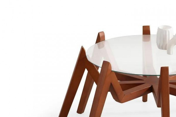 Modern style coffee table, new high-quality living room furniture made of glass and wood.