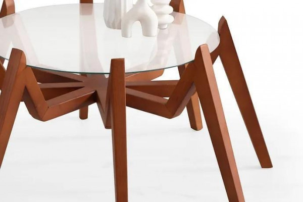Modern style coffee table, new high-quality living room furniture made of glass and wood.