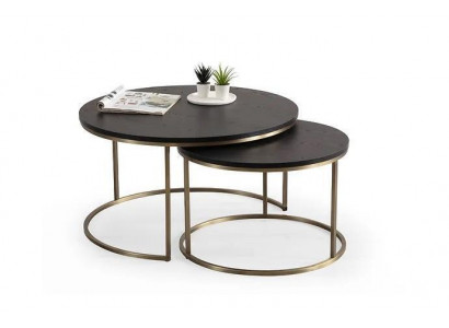 Coffee tables 2-piece top and bottom brass metal legs high-quality living room