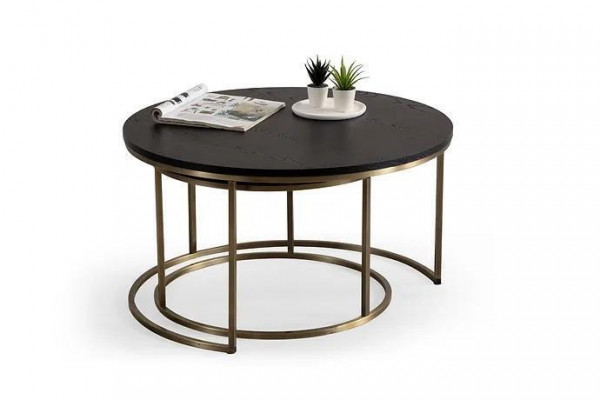 Coffee tables 2-piece top and bottom brass metal legs high-quality living room