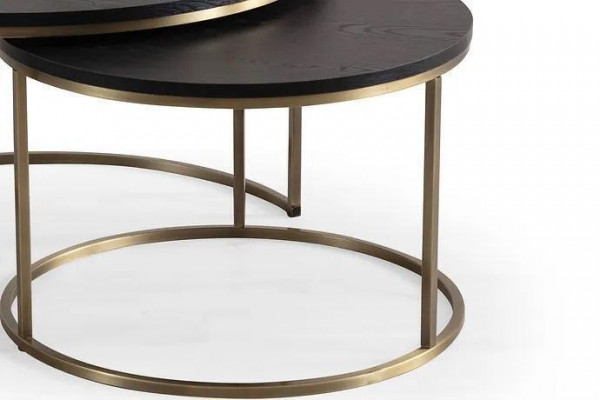 Coffee tables 2-piece top and bottom brass metal legs high-quality living room