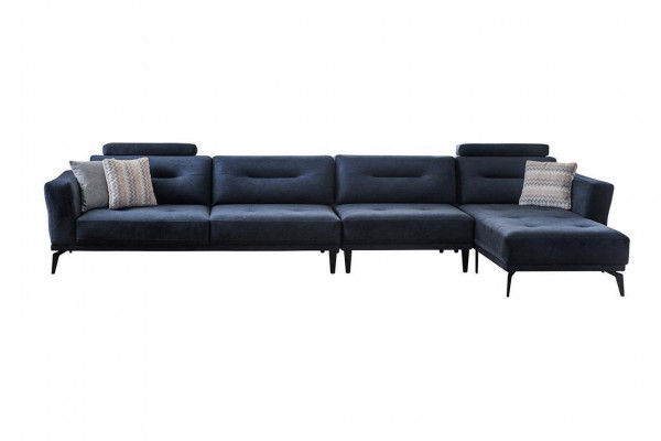 Massive living room L-shaped dark blue corner sofa modern luxury design
