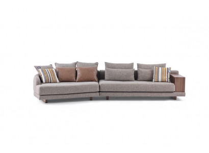 5-seater solid living room fabric sofa gray elegant modern design
