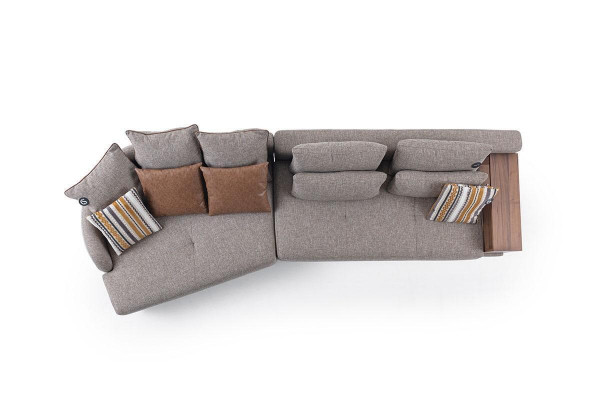 5-seater solid living room fabric sofa gray elegant modern design