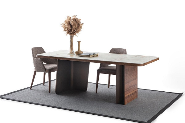 Dining room set 5-piece. Dining table 4x chairs modern design brown luxury set