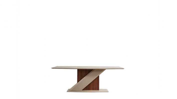 Chic comfortable dining table in the dining room in beige color made of quality wood