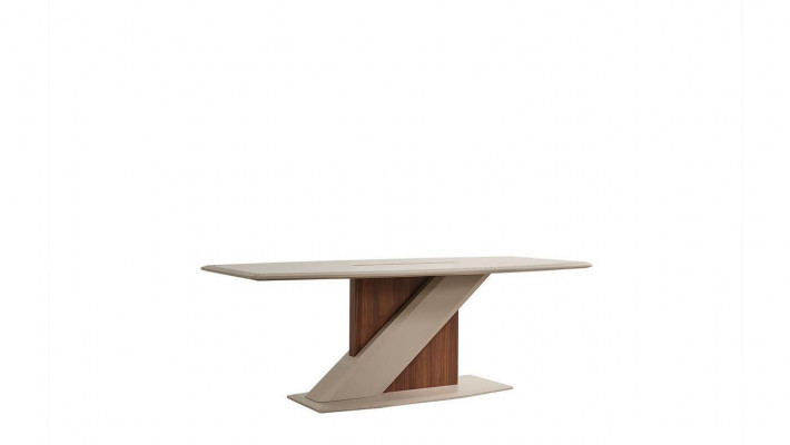 Chic comfortable dining table in the dining room in beige color made of quality wood