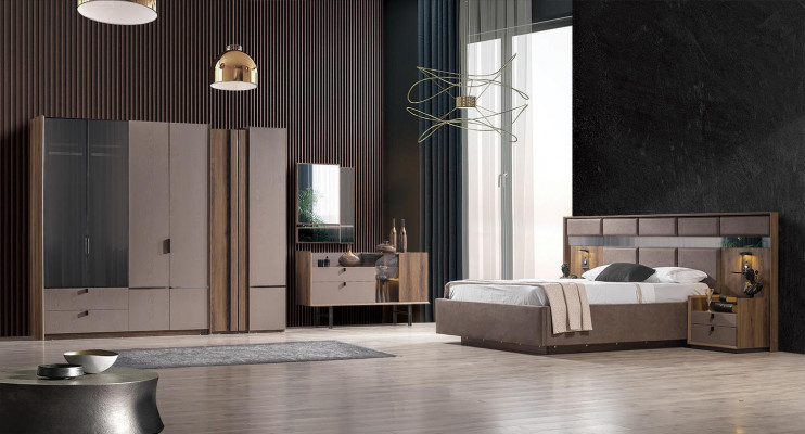 Exquisite bedroom set bed 2 nightstands dressing table cabinet new