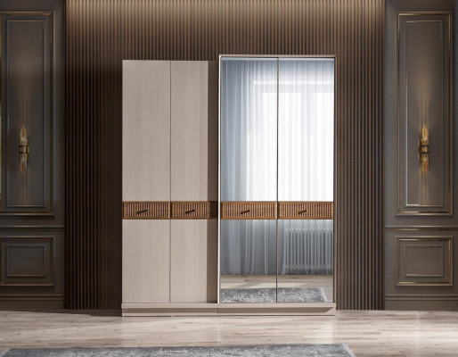 Bedroom set luxury bed and nightstand wardrobe 3-piece furniture