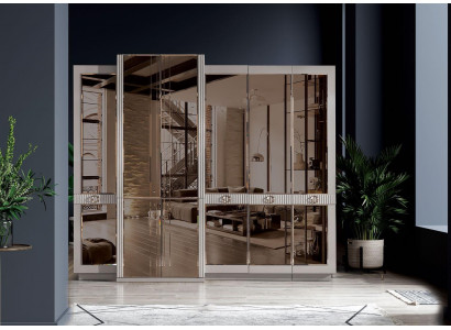 Wardrobe Stylish Luxury Closet Modern Beige Bedroom Furniture