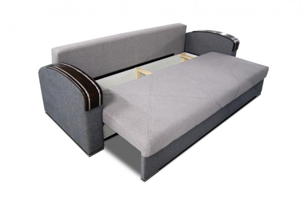 Luxury design sofa, 3-seater furniture, upholstery, gray fabric, wooden furniture, sleeper sofa, new.