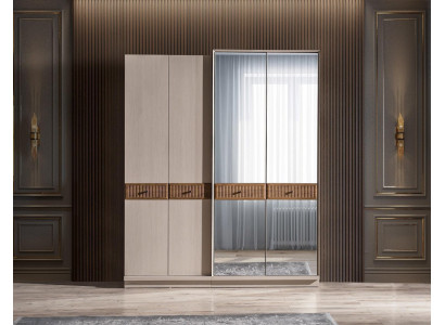 Stylish Wardrobe Luxury Cabinet Modern Beige Bedroom Furniture