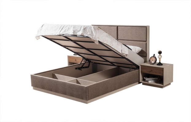 Luxury bedroom set elegant bed and 2x nightstands modern design