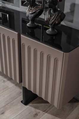Modern dining room set consists of a sideboard and 2 mirrors. Perfect 3-piece set.