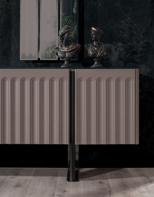 Modern dining room set consists of a sideboard and 2 mirrors. Perfect 3-piece set.
