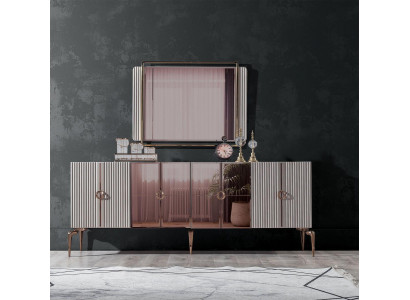 Modern dining room set consists of a stylish sideboard and mirror, 2-piece set.